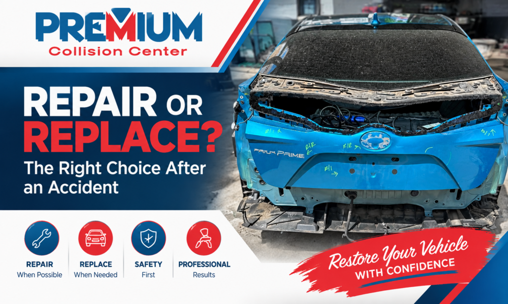 Repair or replace damaged car parts after an accident